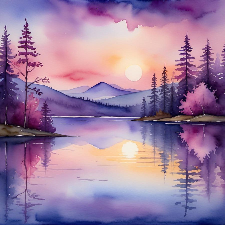 watercolor mountain landscape