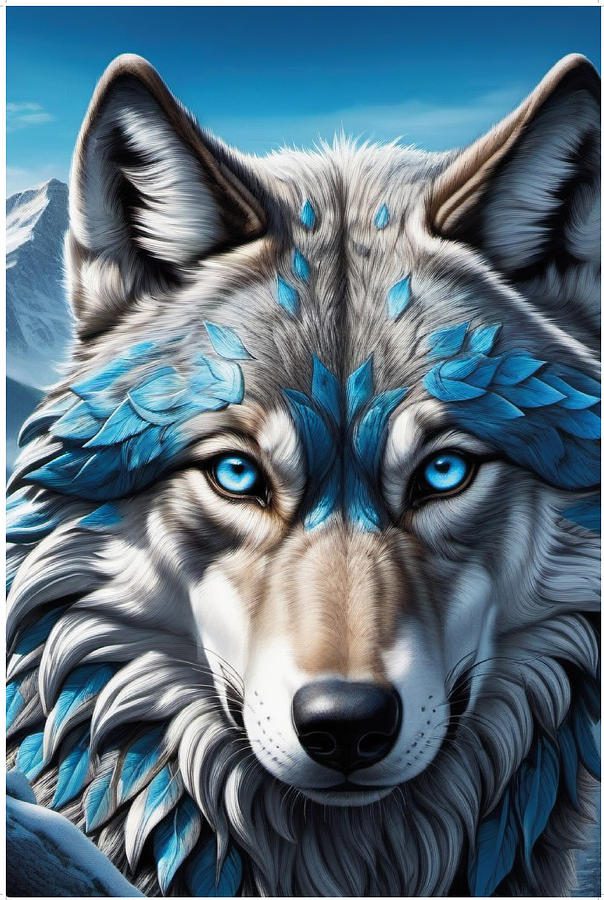 alpha wolf with blue eyes