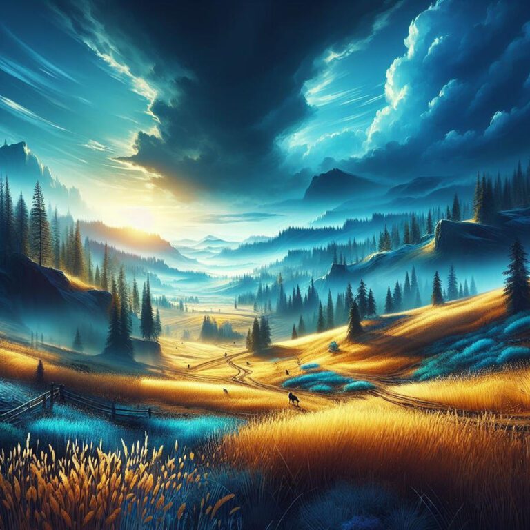 watercolor mountain landscape at night