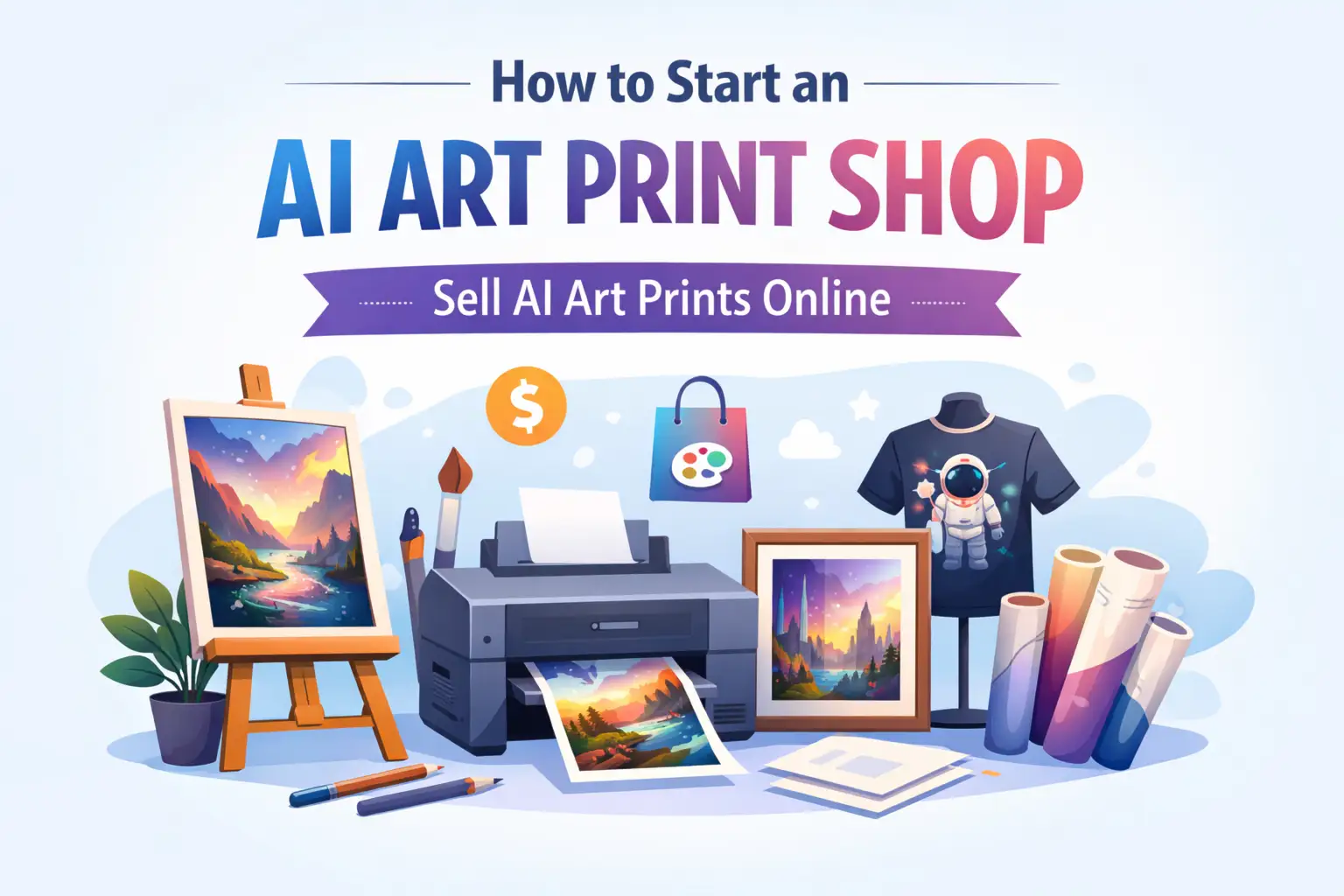how to start ai art print shop